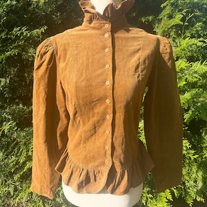 1970s Brown Corduroy Jacket with Ruffles by Ted Sollod