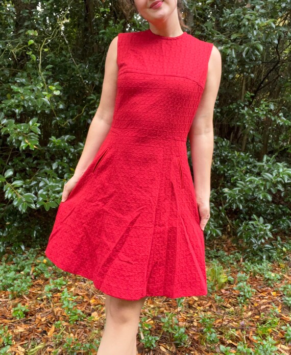 1960s Textured Red Mod Dress by Kay Windsor - image 3