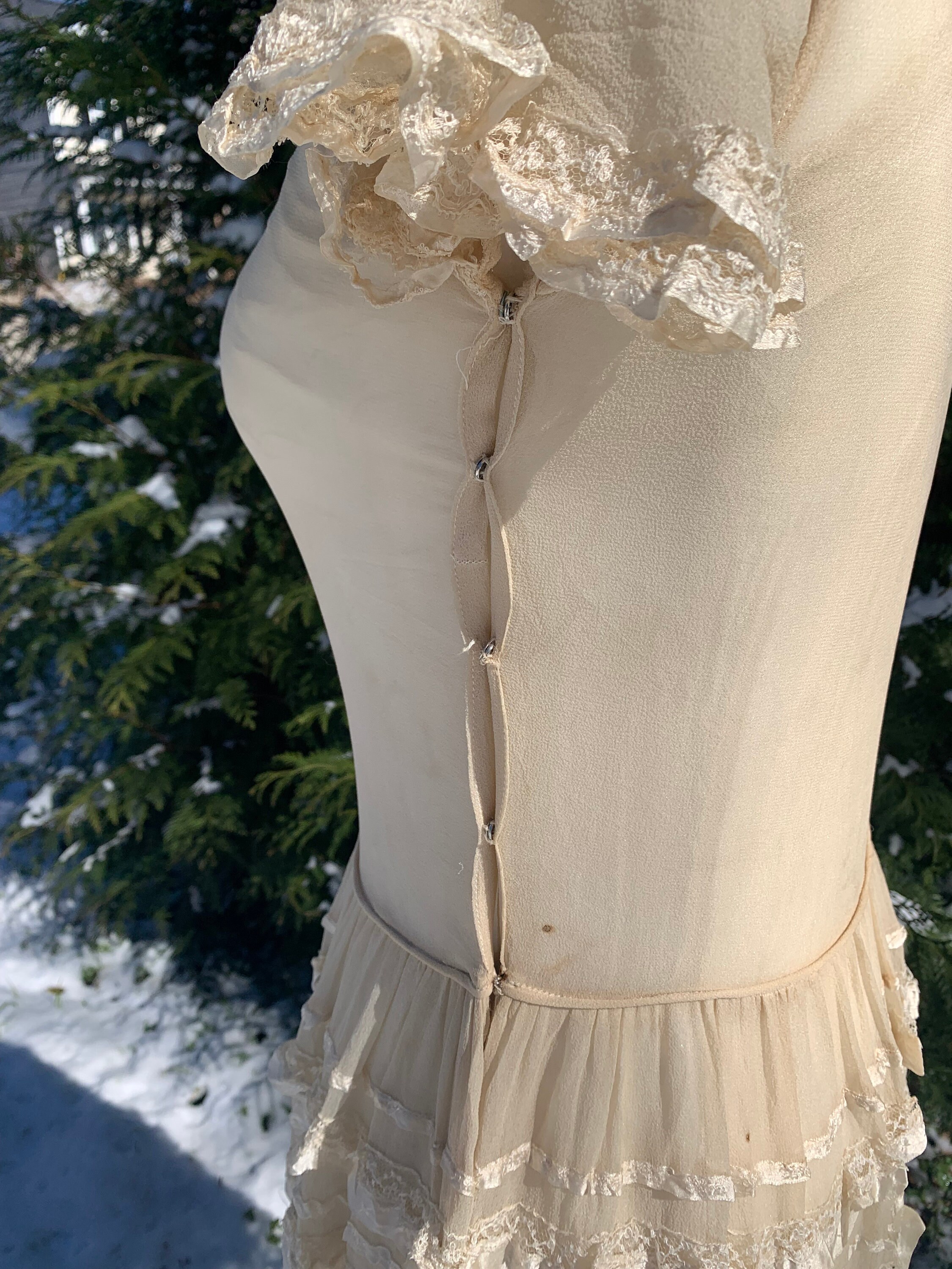 Antique 1920s Cream Ribbon and Lace Trimmed Tea Dress - Etsy