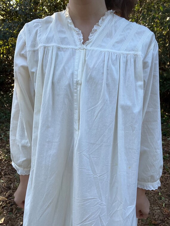Antique Victorian White Cotton Nightgown - image 5