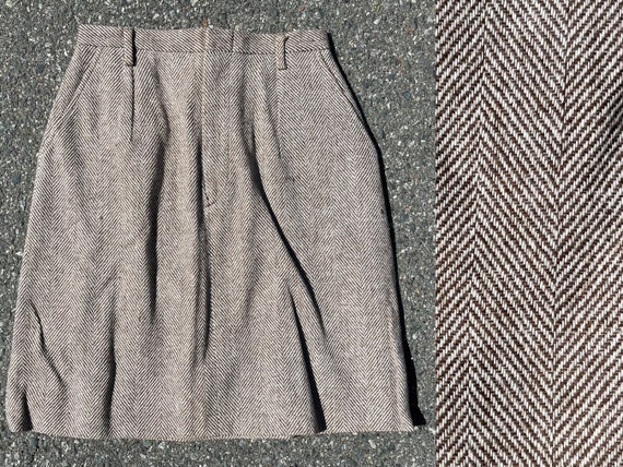 Vintage 1960s Brown Herringbone Mini Skirt by Cos Cob - Etsy