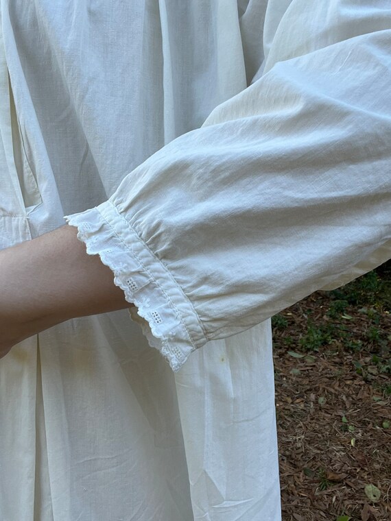 Antique Victorian White Cotton Nightgown - image 9