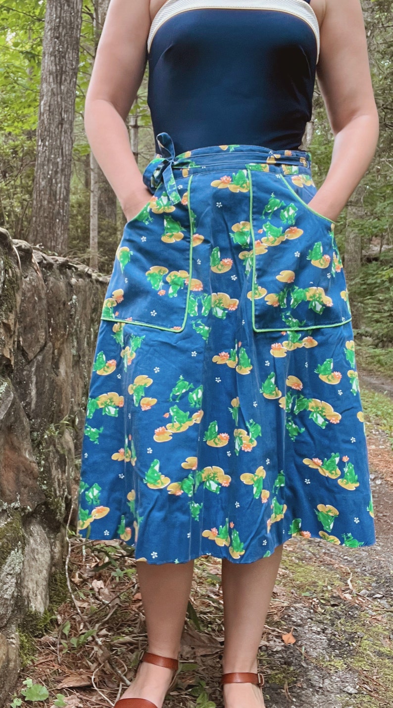 1970s Frog Print Wrap Skirt 70s Novelty Midi Skirt With Etsy