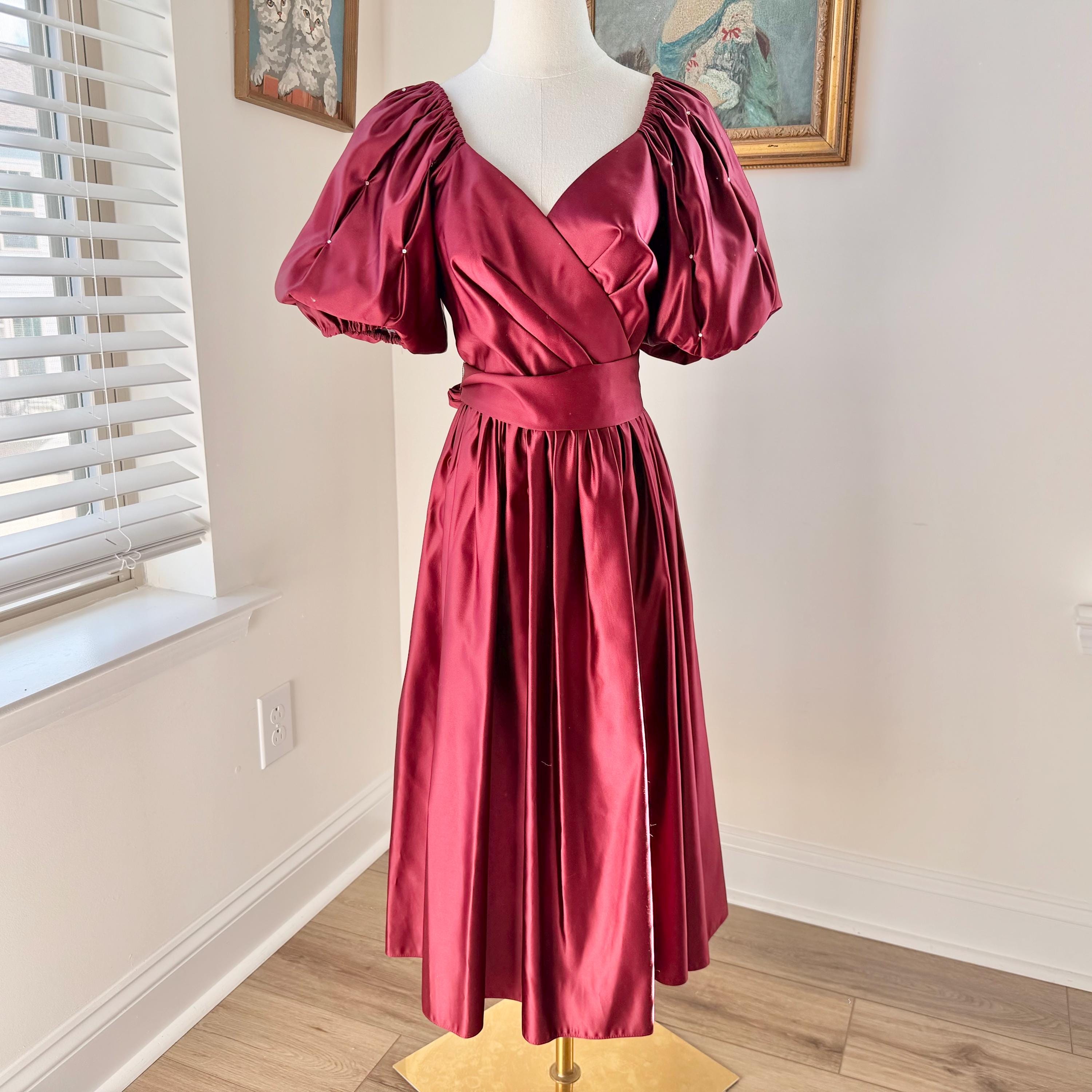 Dark Red Vintage Prom Dress - Etsy