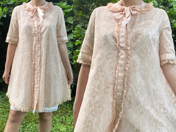 1950s Pink Peignoir Robe by Odette Barsa