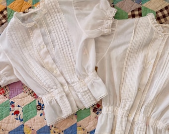 Blusa blanca abotonada para niña de los años 70 de Her Majesty / Tallas 14 y 10 / Ropa vintage para niños