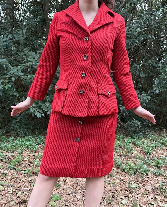 1970s Red Suit by Alex Garay Ltd. | 70s Dress wit… - image 2