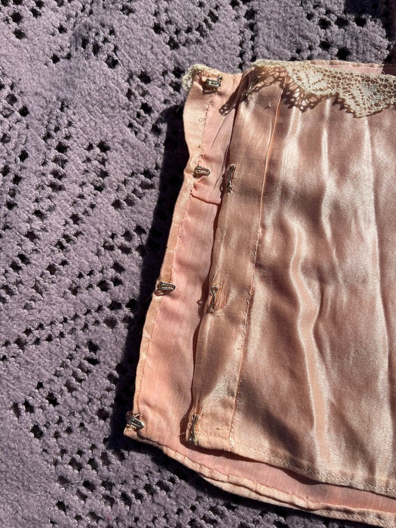 Antique Edwardian Pink Silk Camisole | 1900s Cors… - image 10