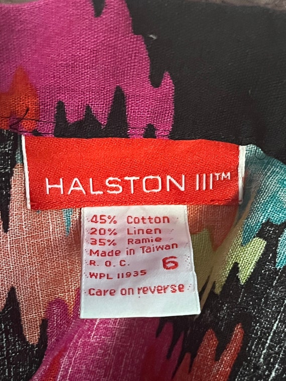 1980s Black Ikat Style Maxi Skirt by Halston III - image 5