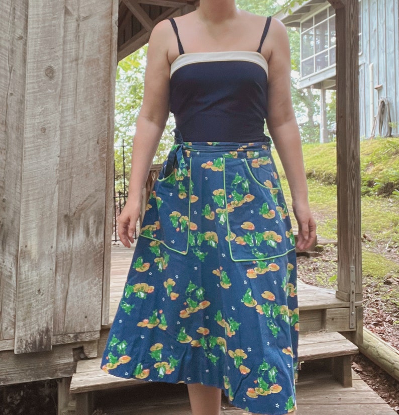1970s Frog Print Wrap Skirt 70s Novelty Midi Skirt With Etsy