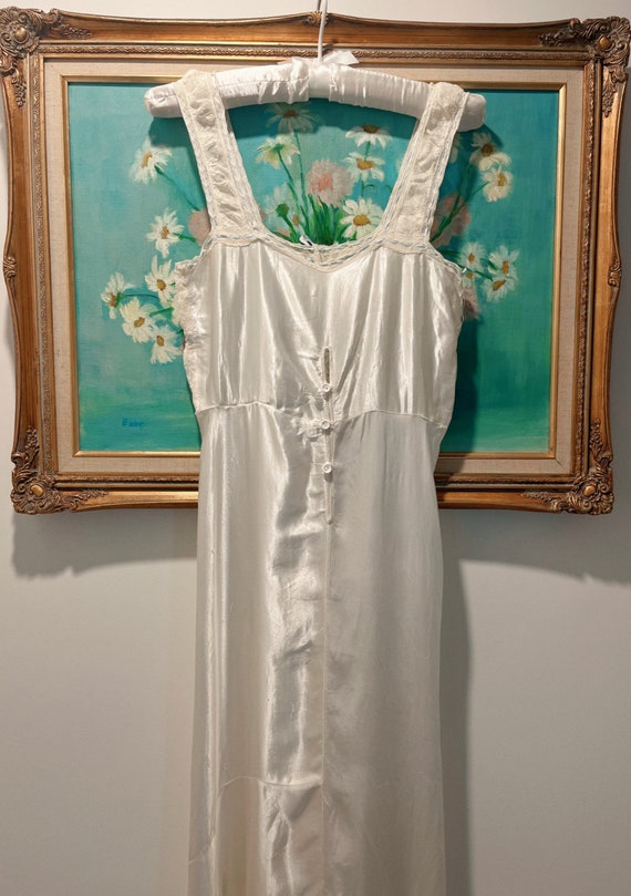 1940s White Slip Dress Negligée Nightgown by Ralstan … - Gem