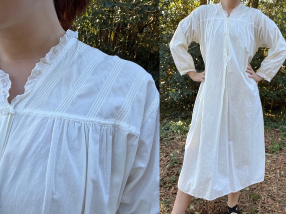 Antique Victorian White Cotton Nightgown - image 1