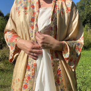 Antique 1920s Pongee Silk Robe | 20s 30s Loungewear Layering