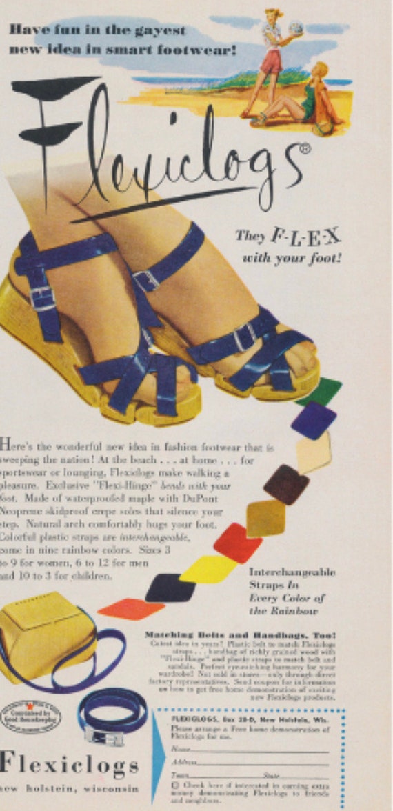 1950s Flexiclogs Sandals in Red | 50s Articulated… - image 2