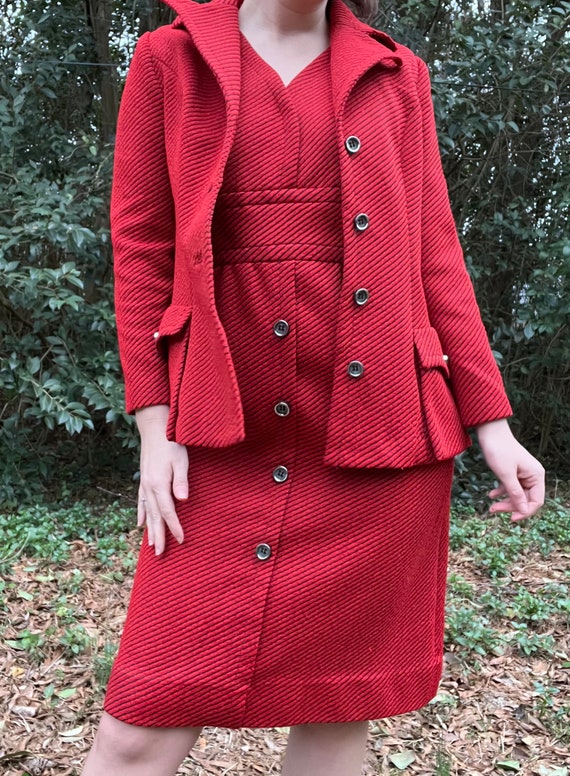 1970s Red Suit by Alex Garay Ltd. | 70s Dress wit… - image 3