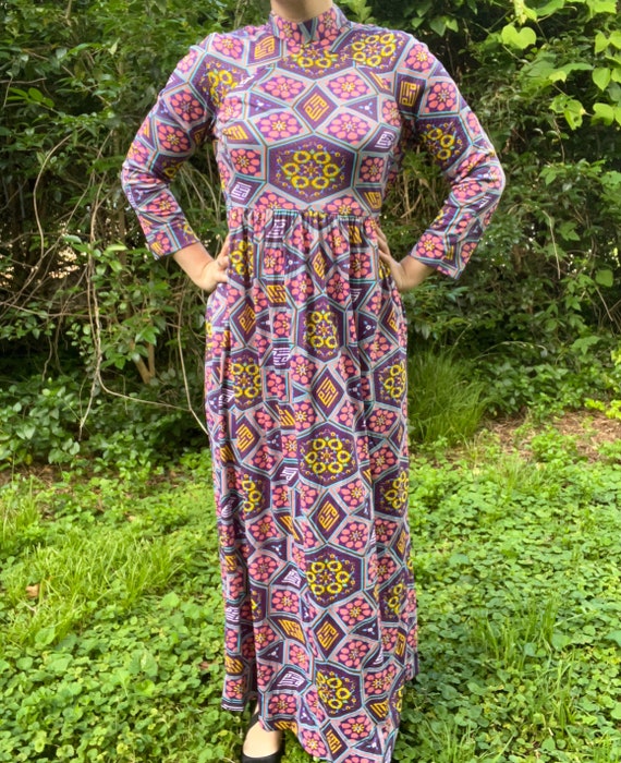 1970s Psychedelic Purple Maxi Dress by Joni for L… - image 4