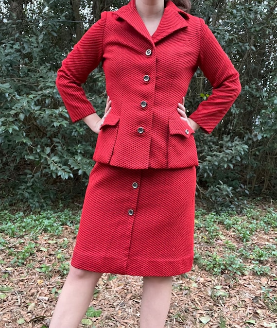 1970s Red Suit by Alex Garay Ltd. | 70s Dress wit… - image 5
