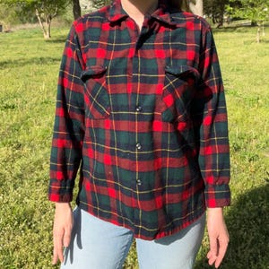 1960s Pendleton 100% Wool Shirt in Red Plaid