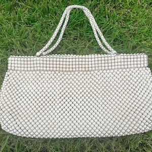 1950s Whiting & Davis Alumesh Handbag | White Metal Mesh Purse
