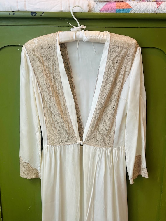 cream satin dressing gown Cream Satin Long Sleeve Maxi Dress