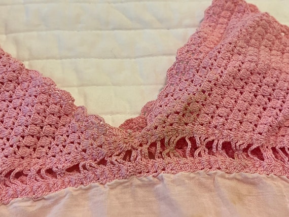 Antique Edwardian Corset Cover in Pink with Croch… - image 4