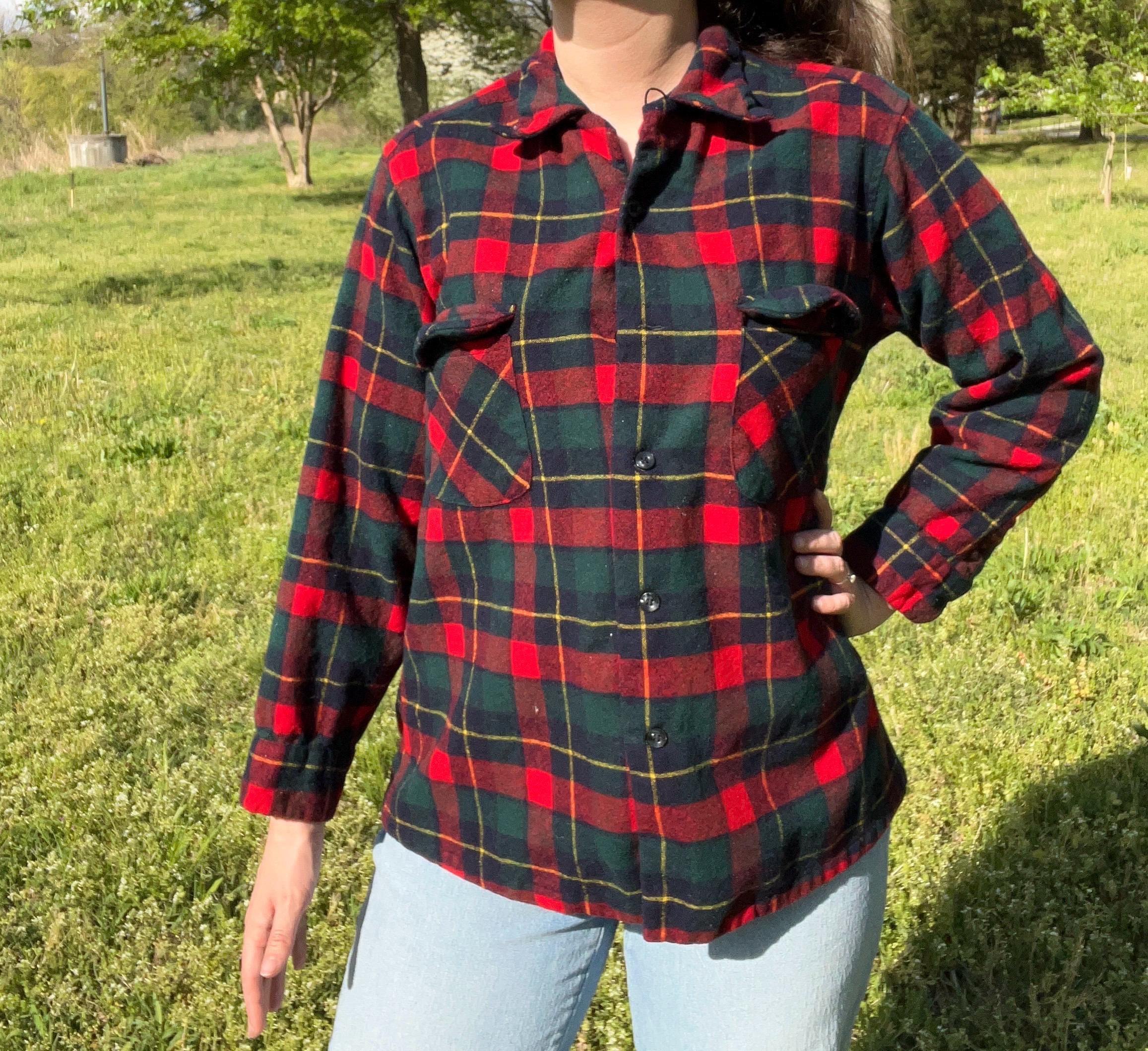 1960 年代 ペンドルトン 100% ウール シャツ レッド チェック柄 - Etsy