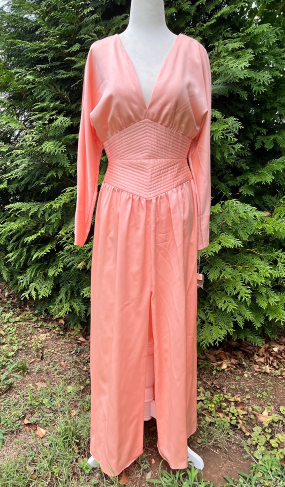 1970s Peachy Pink Hostess Dress | Deadstock Never Worn View 3