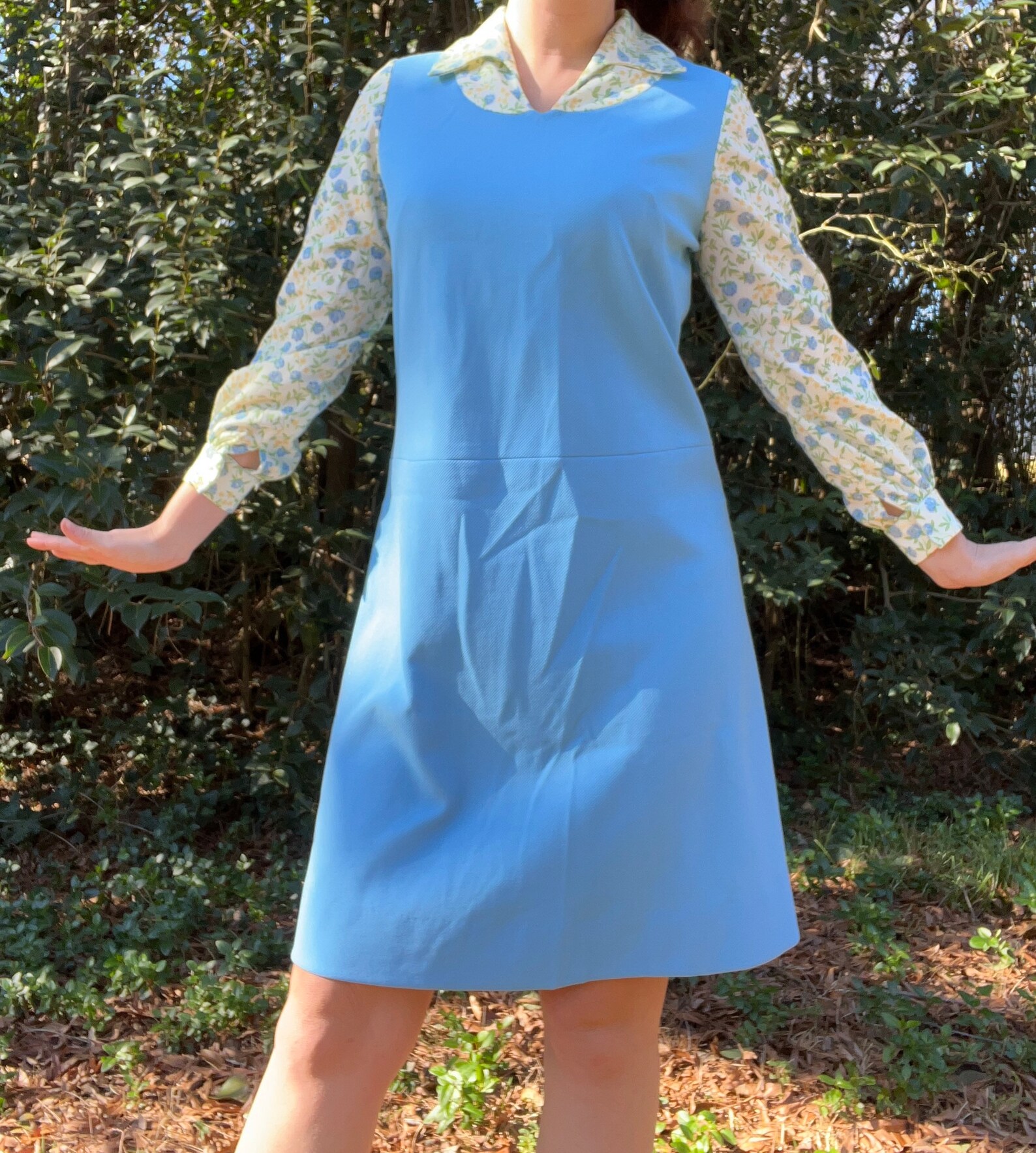 Women's Vintage 1970s Blue & Pink Jumper S/M