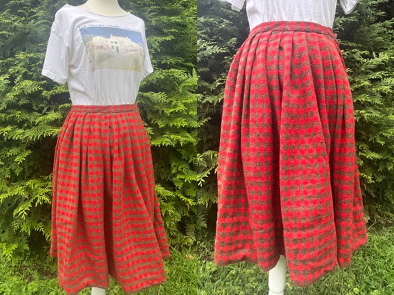 1950s Red Plaid Skirt by Donnis of Dallas - image 1