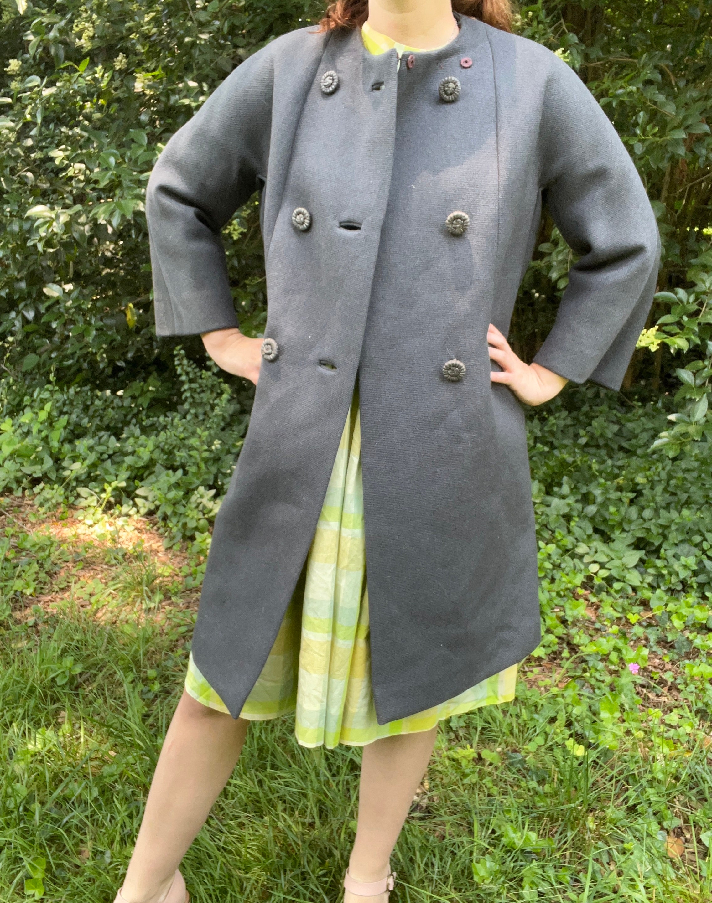 Large 1950s NavyDouble Breasted  Coat