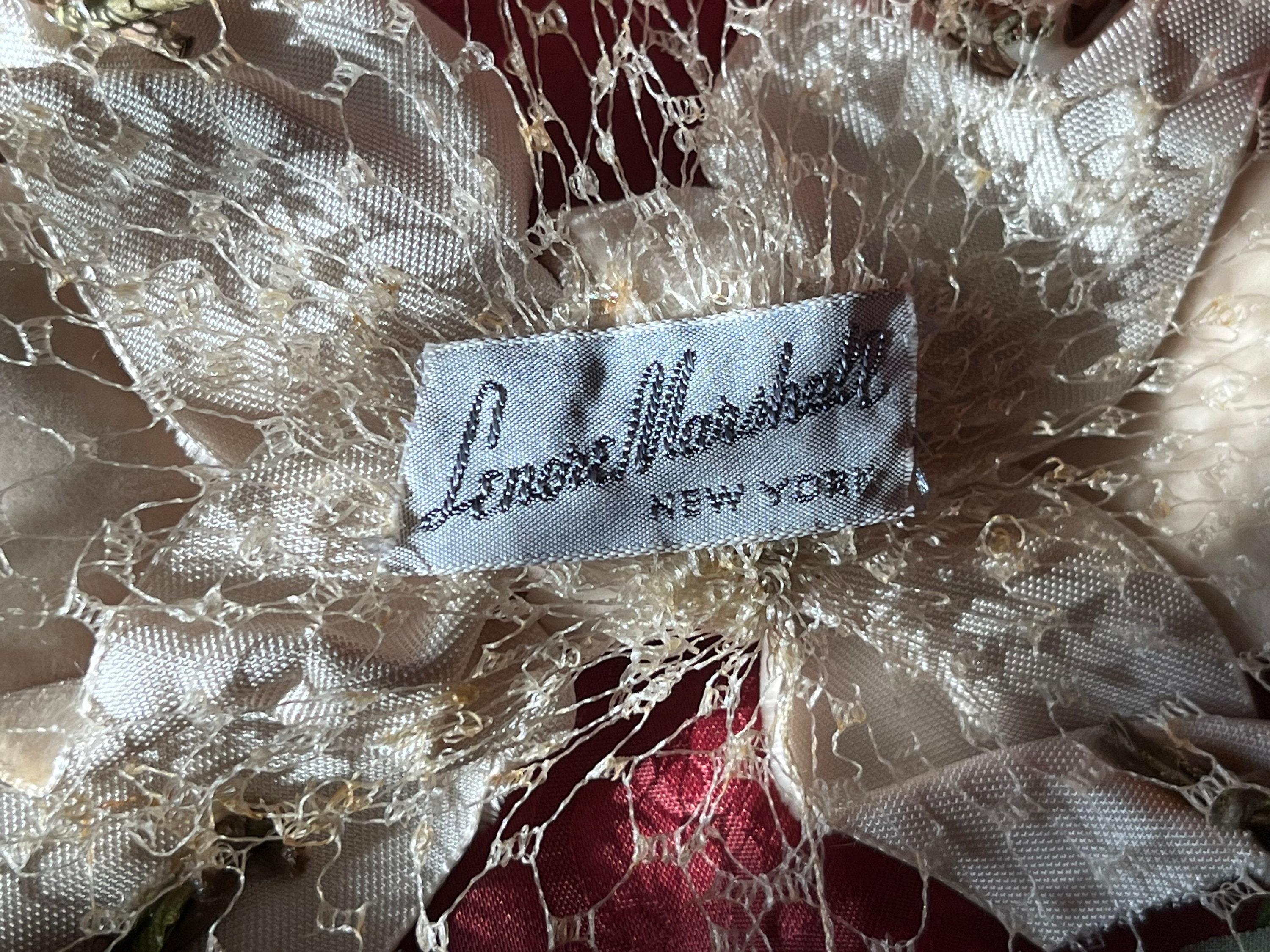 1950s Net Hat by Lenore Marshall With Velvet Bow and Faux