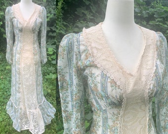 Vintage 1970s Prairie Maxi Dress by This Is Yours San Francisco