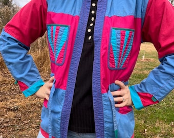 1980s Color Block Reversible Jacket in Bright Color | Fair Trade