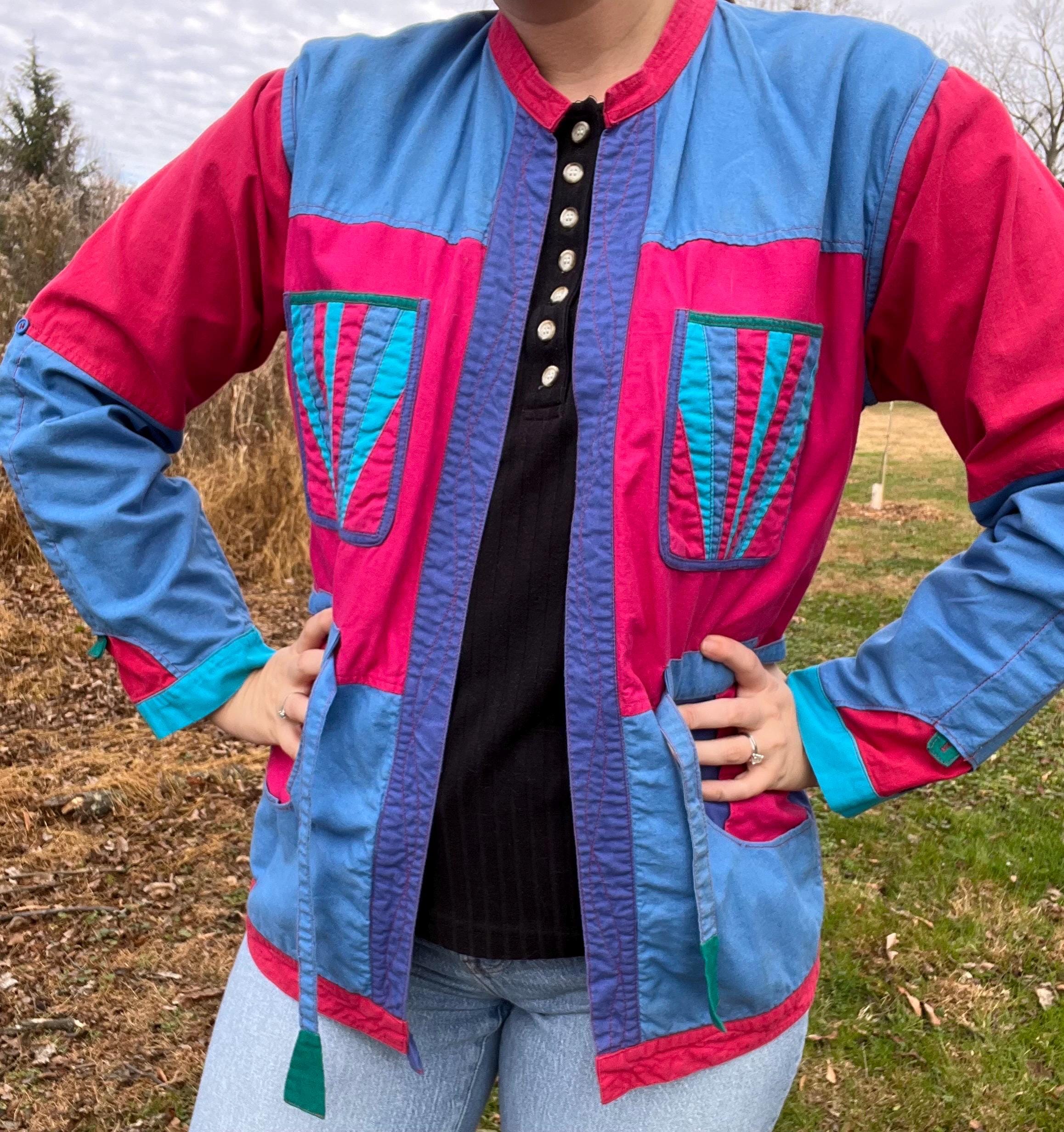1980s Color Block Reversible Jacket in Bright Color | Fair Trade