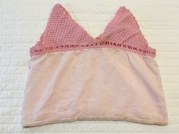 Antique Edwardian Corset Cover in Pink with Croch… - image 2