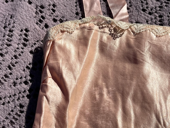 Antique Edwardian Pink Silk Camisole | 1900s Cors… - image 4