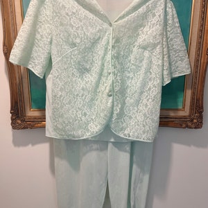 1960s Mint Green Pajama Set by Vanity Fair | Size 38