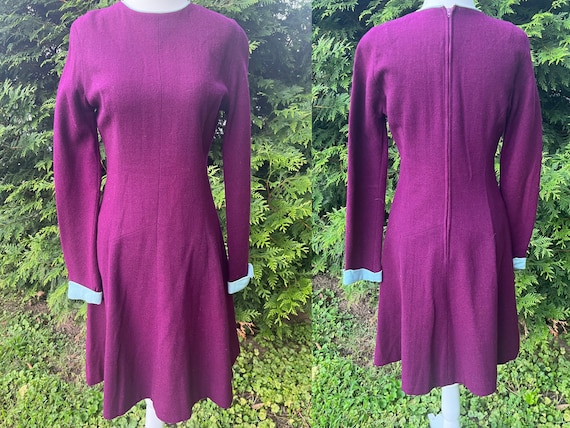 1960s Eggplant Purple Dress by Gay Gibson - image 1