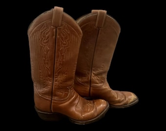 Vintage Tony Lama Brown Leather Western Cowgirl Boots | Size 7