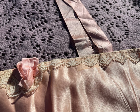 Antique Edwardian Pink Silk Camisole | 1900s Cors… - image 6