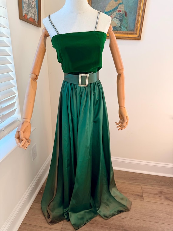 green dress with diamond straps Charmeuse Satin Cowl Neck Column Dress with Rhinestone Straps petite / 4 / emerald main image 1