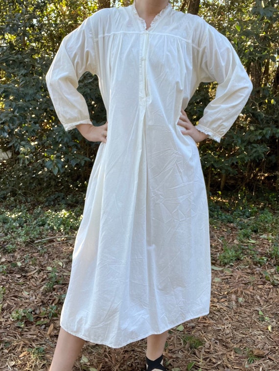 Antique Victorian White Cotton Nightgown - image 2