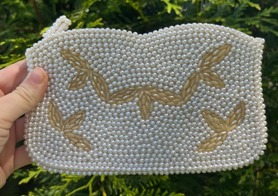 1950s Faux Pearl Beaded Clutch | Vintage Bridal A… - image 3