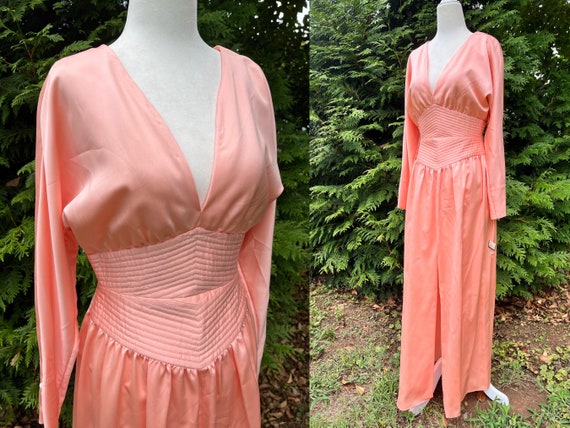 1970s Peachy Pink Hostess Dress | Deadstock Never Worn View 2