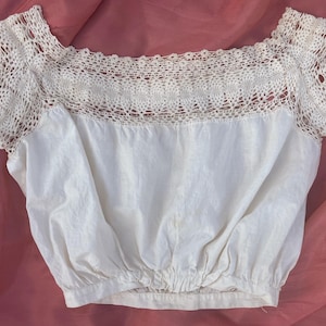 Antique Edwardian Corset Cover Camisole with Crochet Yoke