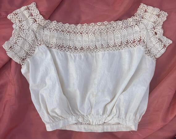 Antique Edwardian Corset Cover Camisole with Croc… - image 1