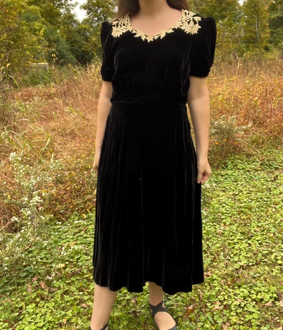 40s style black dress 40s/50s Party Dress in Black Silk Organza