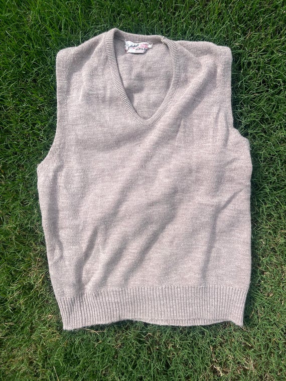 AS IS 1960s Oatmeal Sweater Vest | Archdale 100% … - image 1