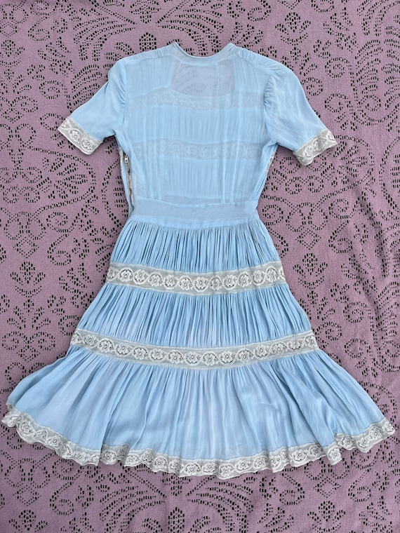 1940s Sky Blue Party Dress | Tiered 40s Dress wit… - image 3