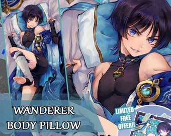 Wanderer (Scaramouche) Body Pillow Cover Genshin Impact Fan Art (NSFW available)